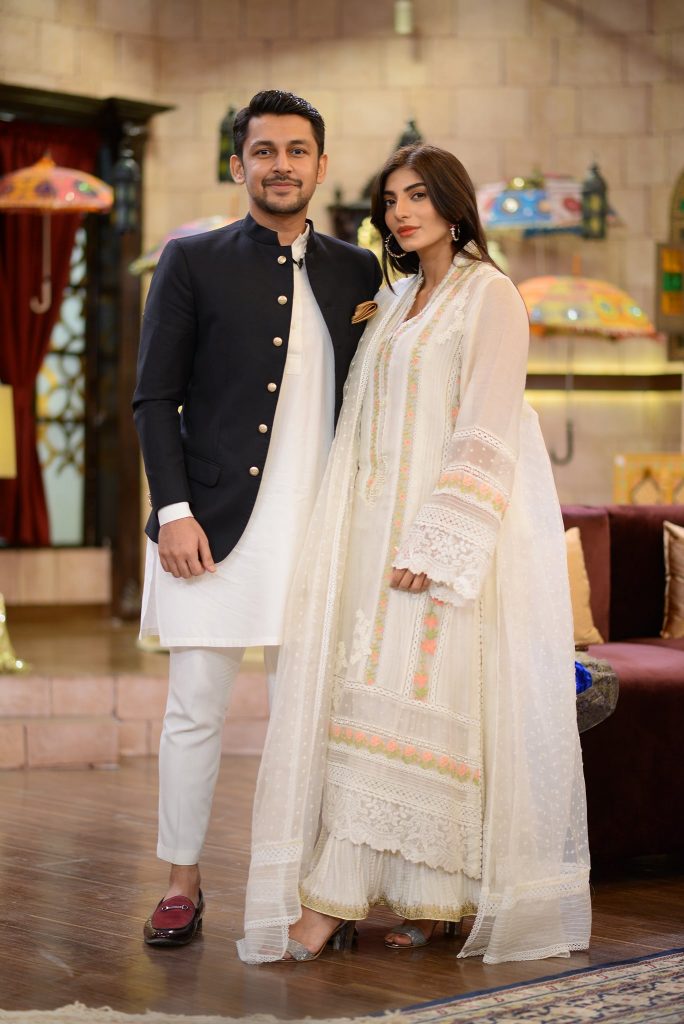 Mariam Ansari With Her Husband Owais Khan At The Set Of Shan-e-Suhoor