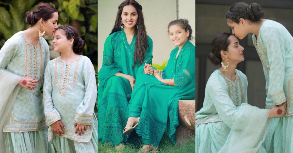 Nimra Khan And Her Sister Twinning In Matching Outfits On Eid