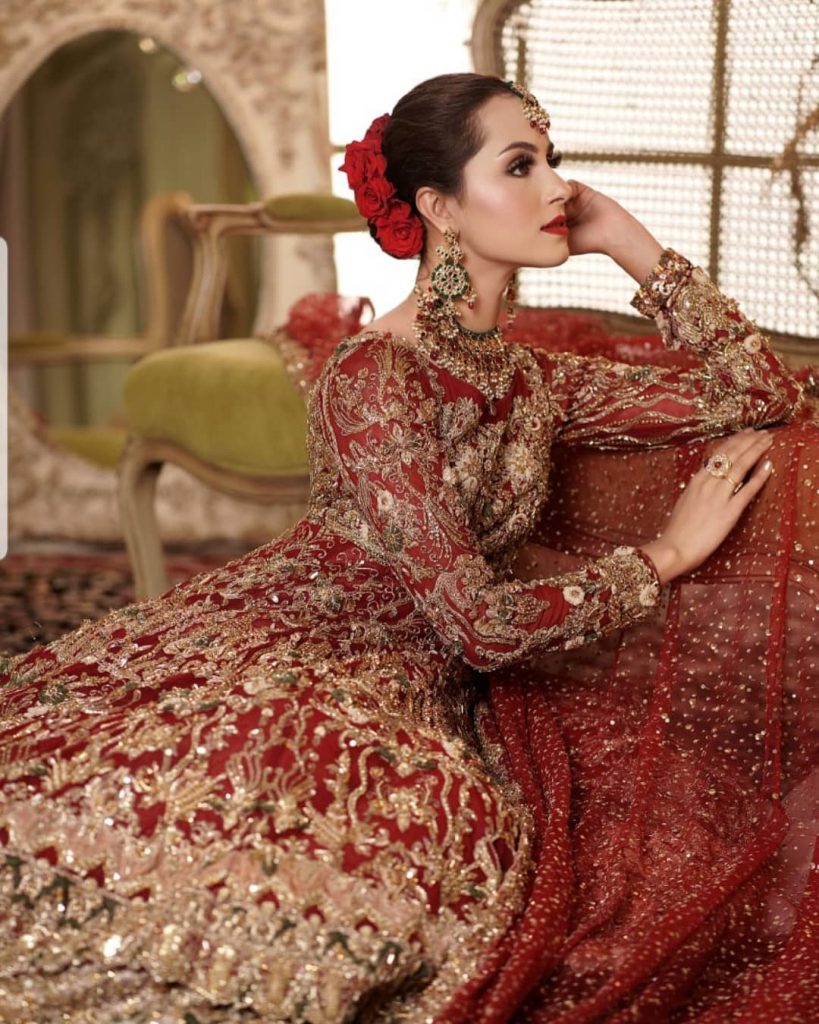 Nimra Khan Looks Regal In A Deep Red Bridal Ensemble