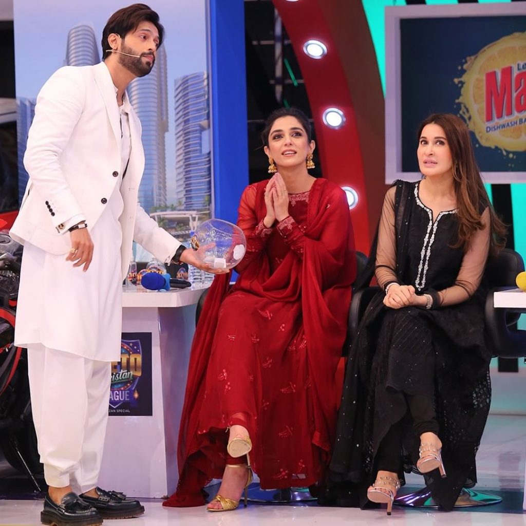 Wasim Akram And Maya Ali On The Set Of JPL