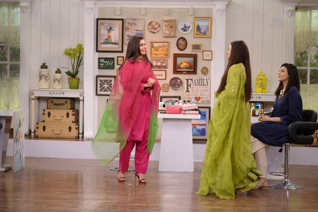 Zarnish Khan And Sadia Faisal At The Set Of GMP