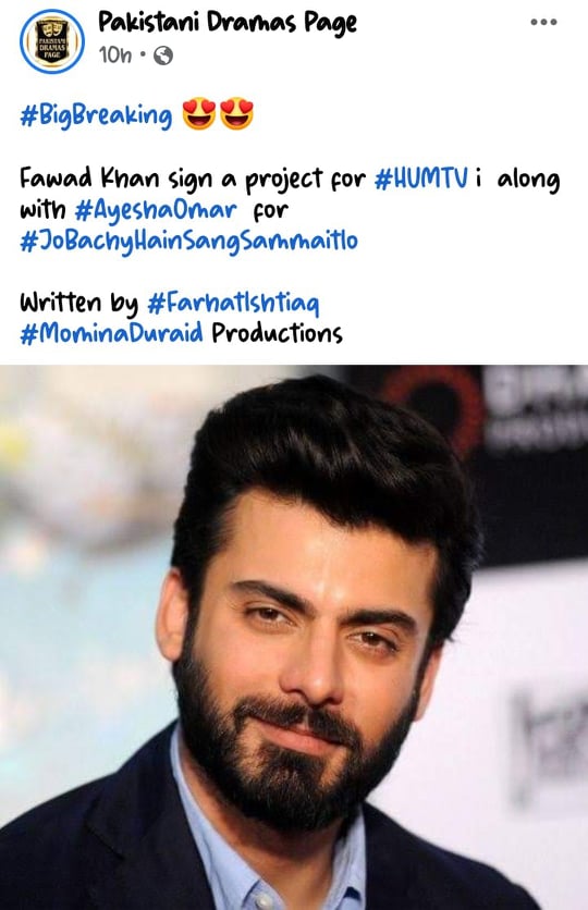 Fawad Khan All Set To Make A Comeback On Television