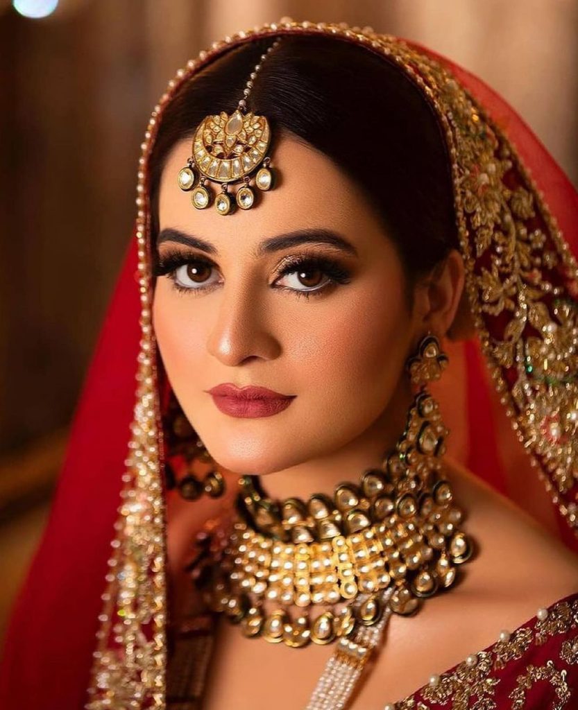 Aiman Khan Gives Traditional Vibes In Deep Red Bridal Ensemble