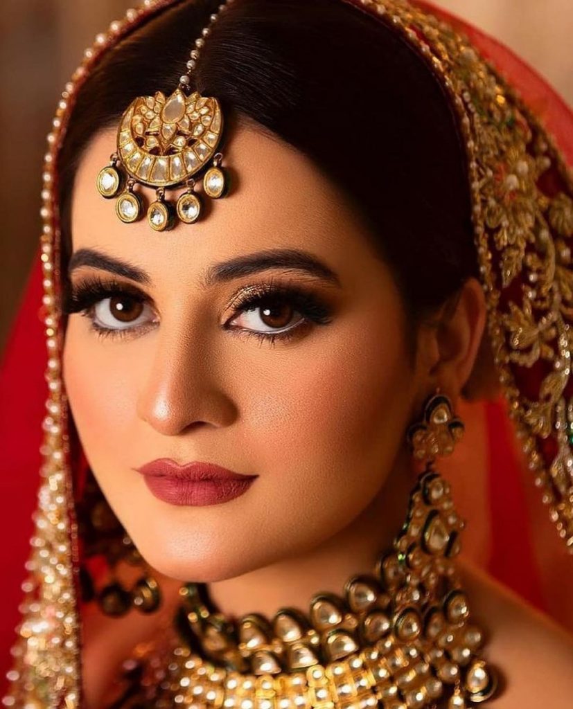 Aiman Khan Gives Traditional Vibes In Deep Red Bridal Ensemble