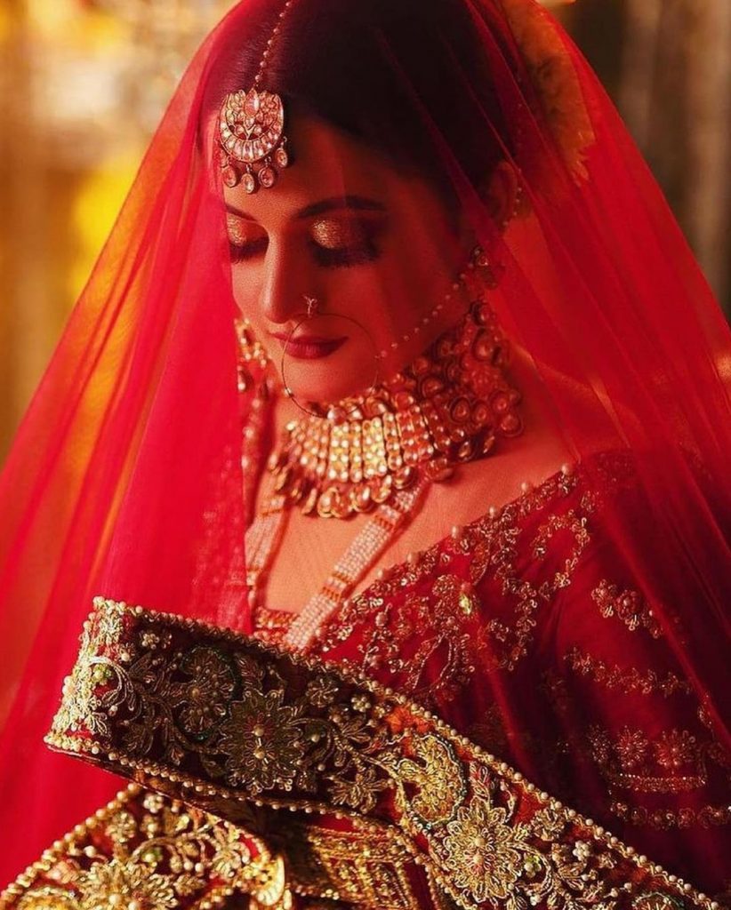 Aiman Khan Gives Traditional Vibes In Deep Red Bridal Ensemble