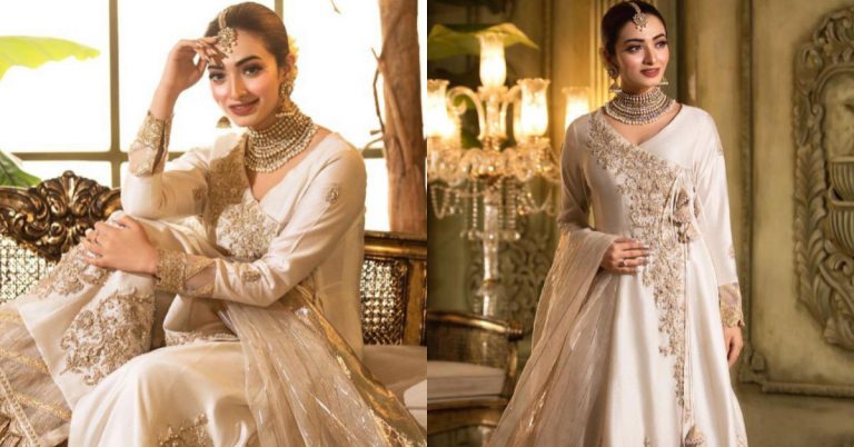 Nawal Saeed Beautiful Photos in Off-White & Gold Ensemble