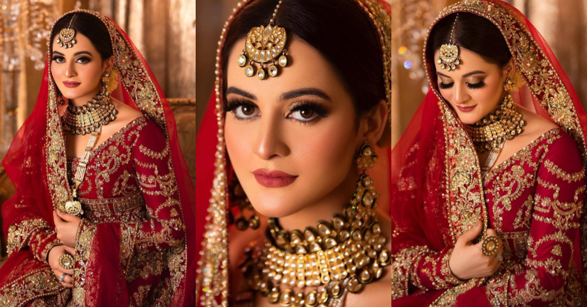 Aiman Khan Gives Traditional Vibes In Deep Red Bridal Ensemble Reviewitpk 6540