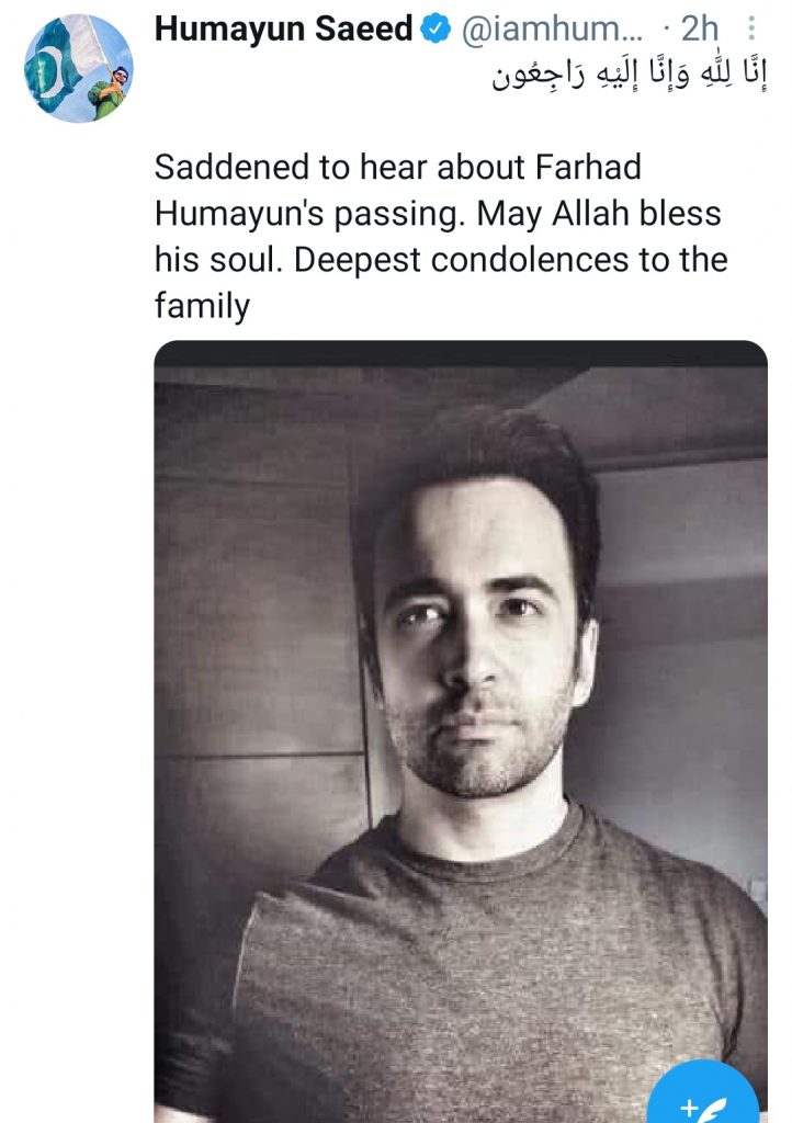 Celebrities Extend Condolences On Farhad Humayun's Death - Share Memories