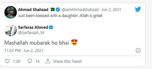 Cricketer Ahmad Shahzad Blessed With A Baby Girl