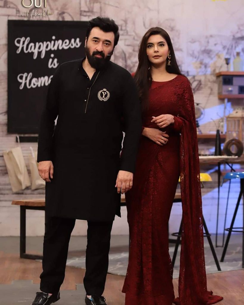 Nida Yasir And Yasir Nawaz At The Set Of "Time Out With Ahsan Khan"