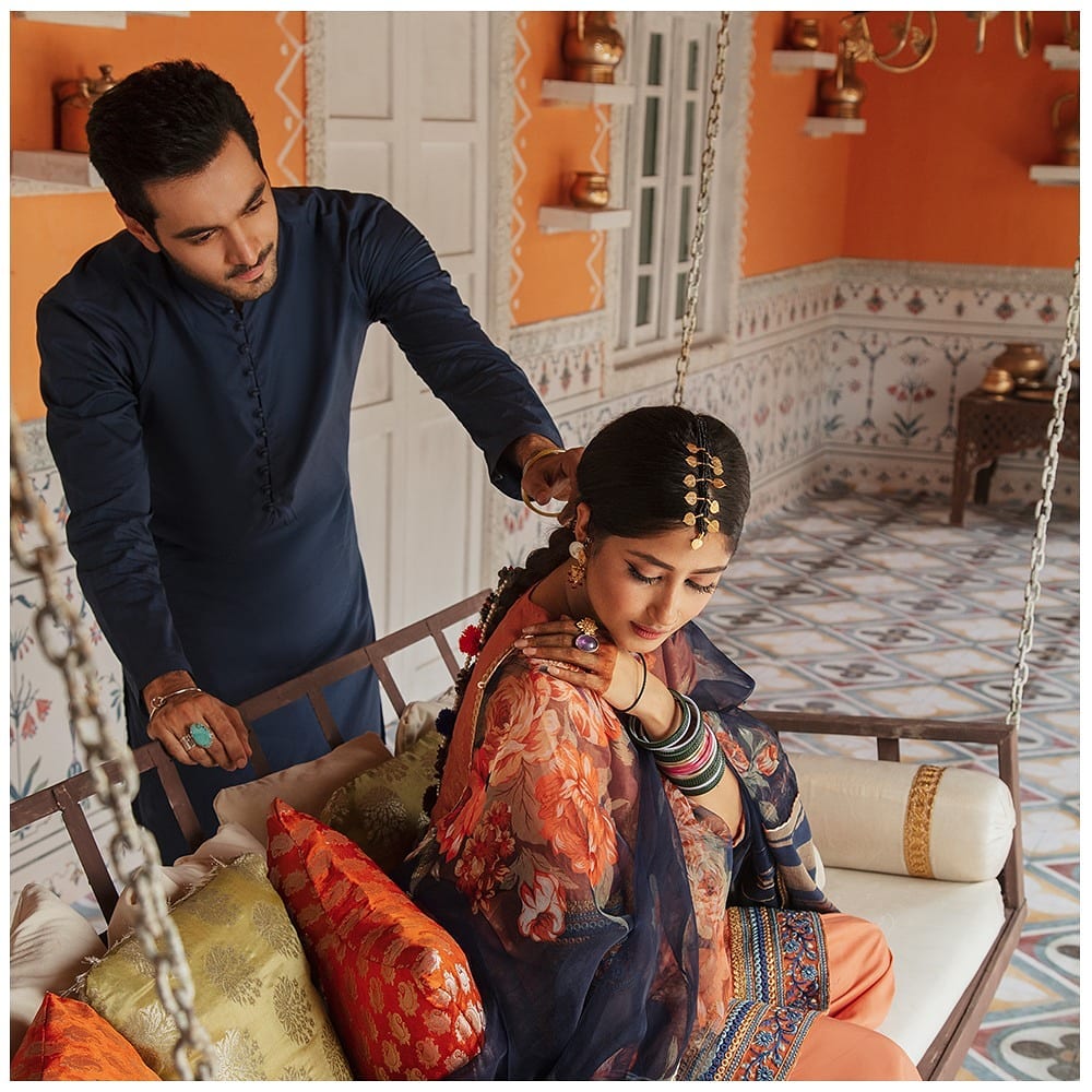 Cross Stitch Eid Collection "Rim Jhim" Featuring Sajal Aly And Wahaj Ali