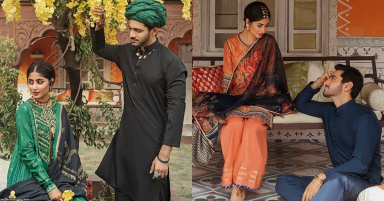 Cross Stitch Eid Collection “Rim Jhim” Featuring Sajal Aly And Wahaj Ali