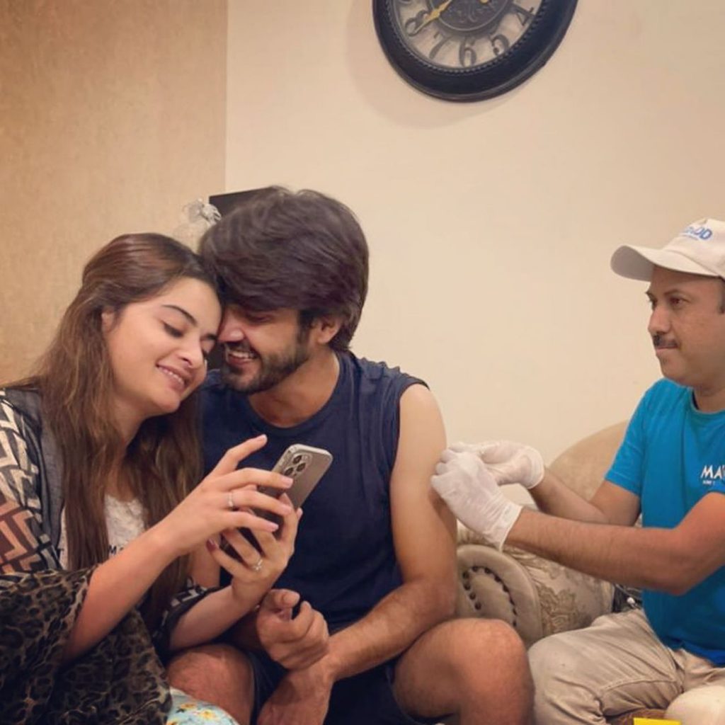 Ahsan Mohsin Ikram Gets Vaccinated Alongside Minal Khan