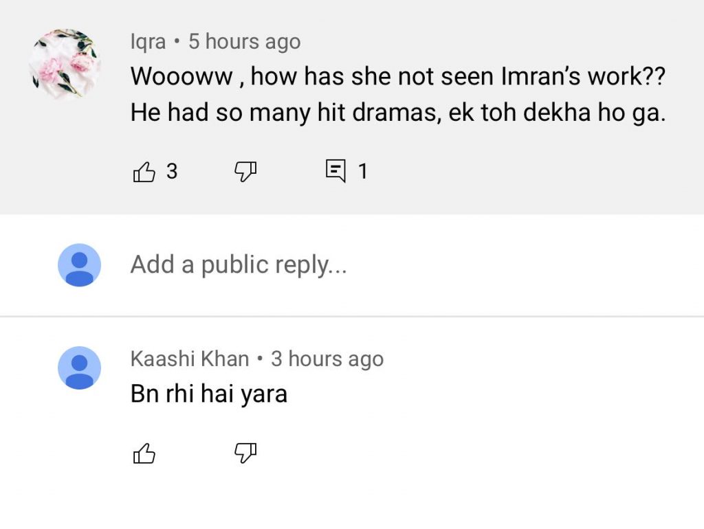 Fans Loved Imran Ashraf's Funny Reply To Mariyam Nafees