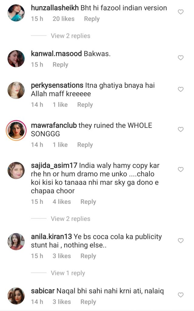 Netizens Are Not Happy With Indian Remake Of Iconic Song Zaalima Coca Cola Pila De