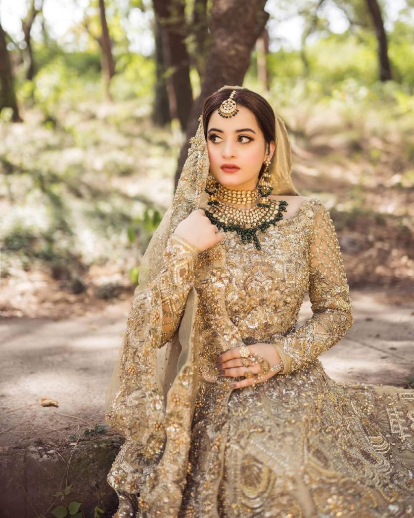 Aiman Khan Looks Drop Dead Gorgeous In Gold Bridal Ensemble
