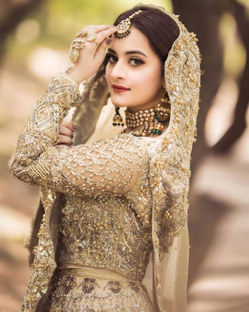 Aiman Khan Looks Drop Dead Gorgeous In Gold Bridal Ensemble