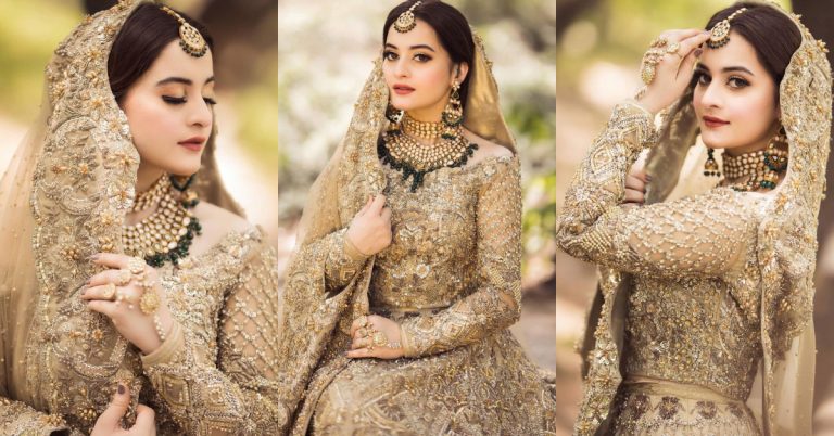 Aiman Khan Looks Drop Dead Gorgeous  In Gold Bridal Ensemble