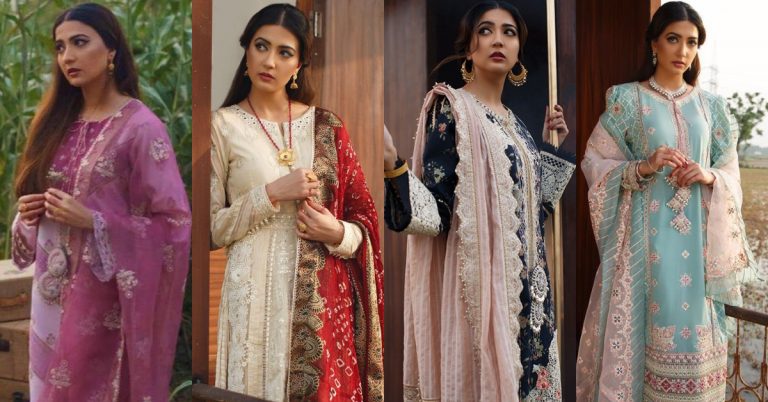 Aymen Saleem Stuns In Luxury Lawn Shoot For Qalamkar