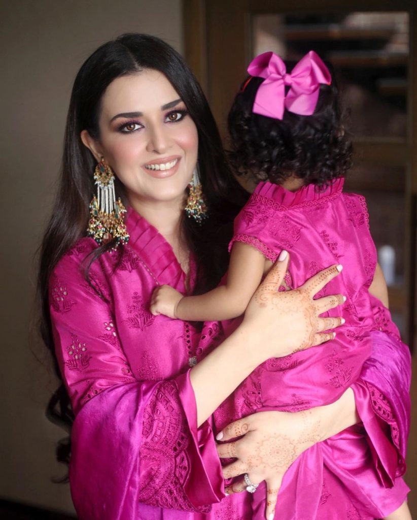 Natasha Ali Looked Spellbinding In Fuchsia-Colored Dress With Her Daughter