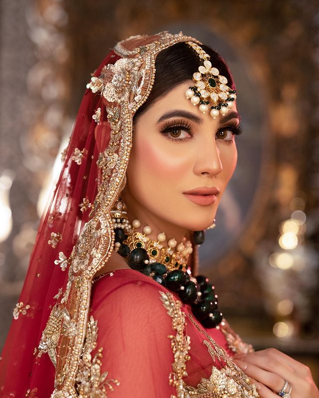 Nazish Jahangir Looks Regal In A Deep Red Bridal Ensemble