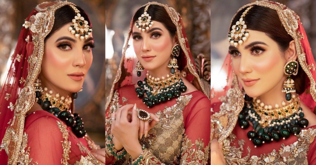 Nazish Jahangir Looks Regal In A Deep Red Bridal Ensemble