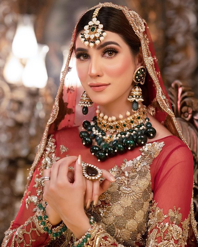 Nazish Jahangir Looks Regal In A Deep Red Bridal Ensemble