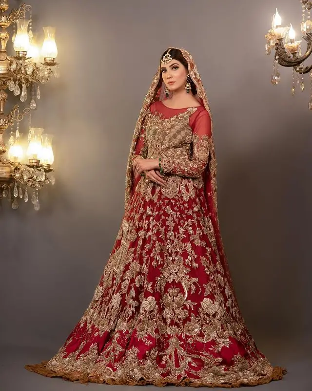 Nazish Jahangir Looks Regal In A Deep Red Bridal Ensemble