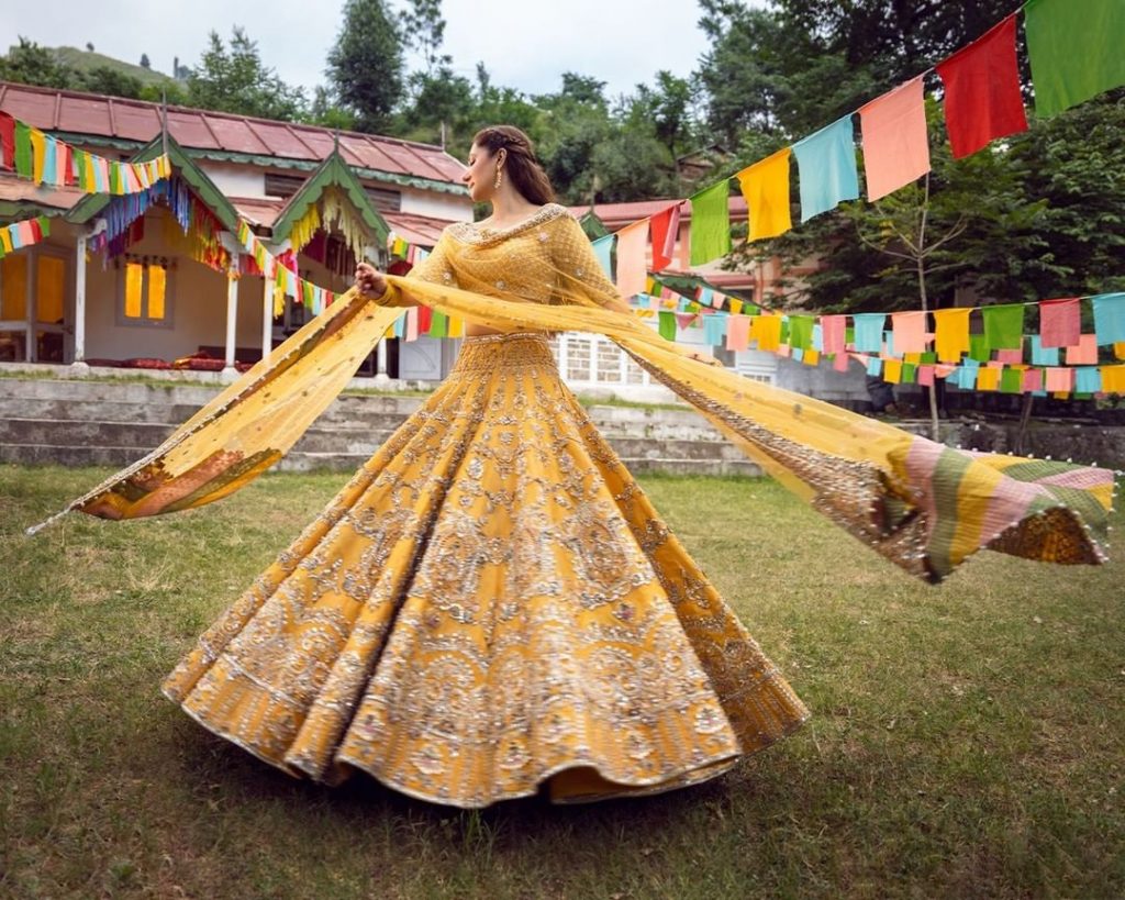 Mahira Khan Stuns In Yellow Bridal Lehnga Choli By Faiza Saqlain