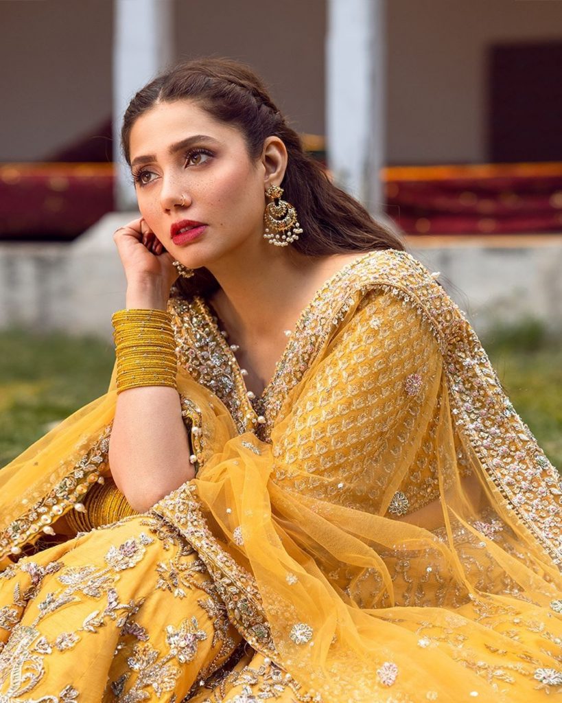 Mahira Khan Stuns In Yellow Bridal Lehnga Choli By Faiza Saqlain