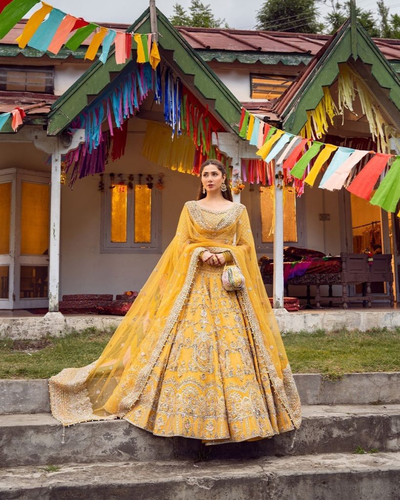 Mahira Khan Stuns In Yellow Bridal Lehnga Choli By Faiza Saqlain