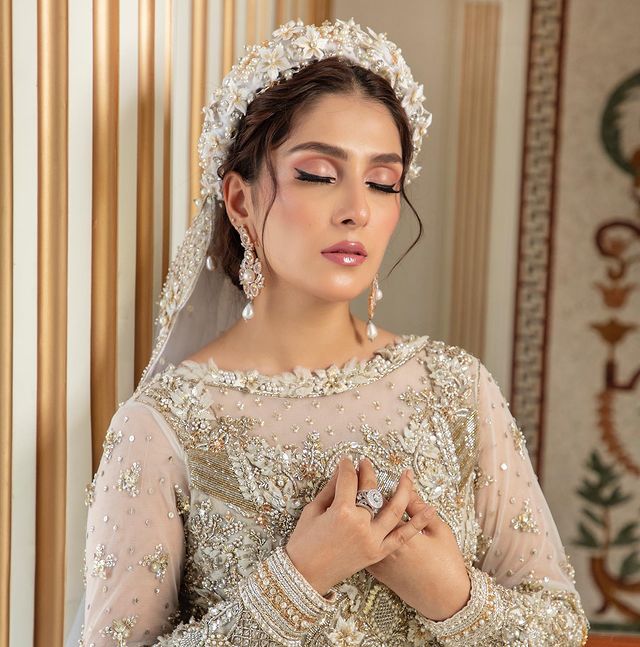 Ayeza Khan Looks Like A Goddess In Ivory Bridal Ensemble