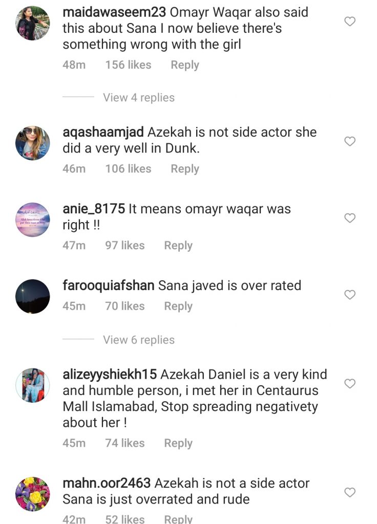 Sana Javed Vs Azekah Daniel - Public Opinion