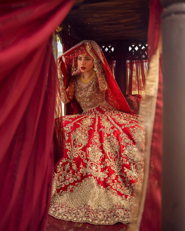 Mahira Khan Dazzles As A Traditional Bride In Red