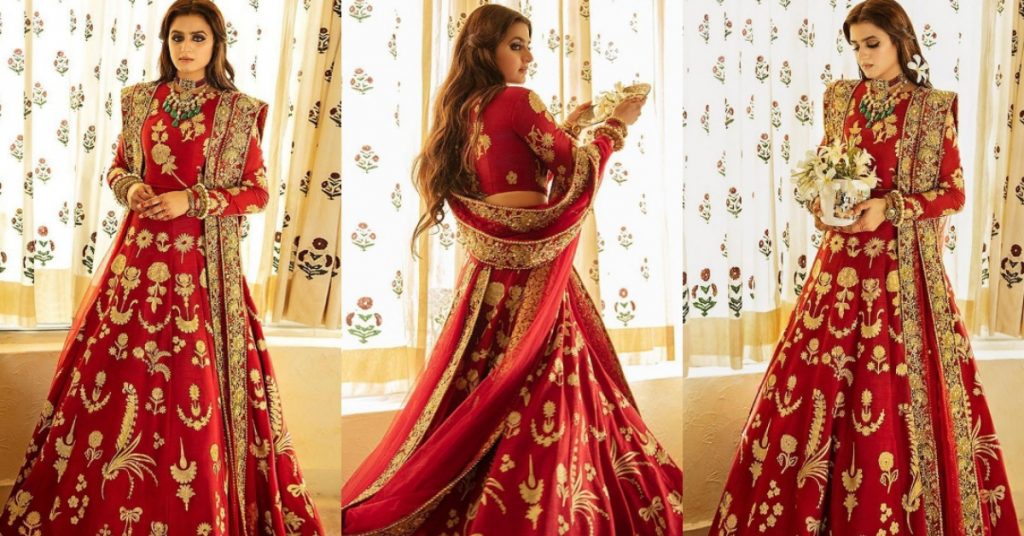 Hira Mani Looks Gorgeous In Deep Red Bridal Ensemble