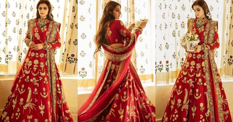 Hira Mani Looks Gorgeous In Deep Red Bridal Ensemble
