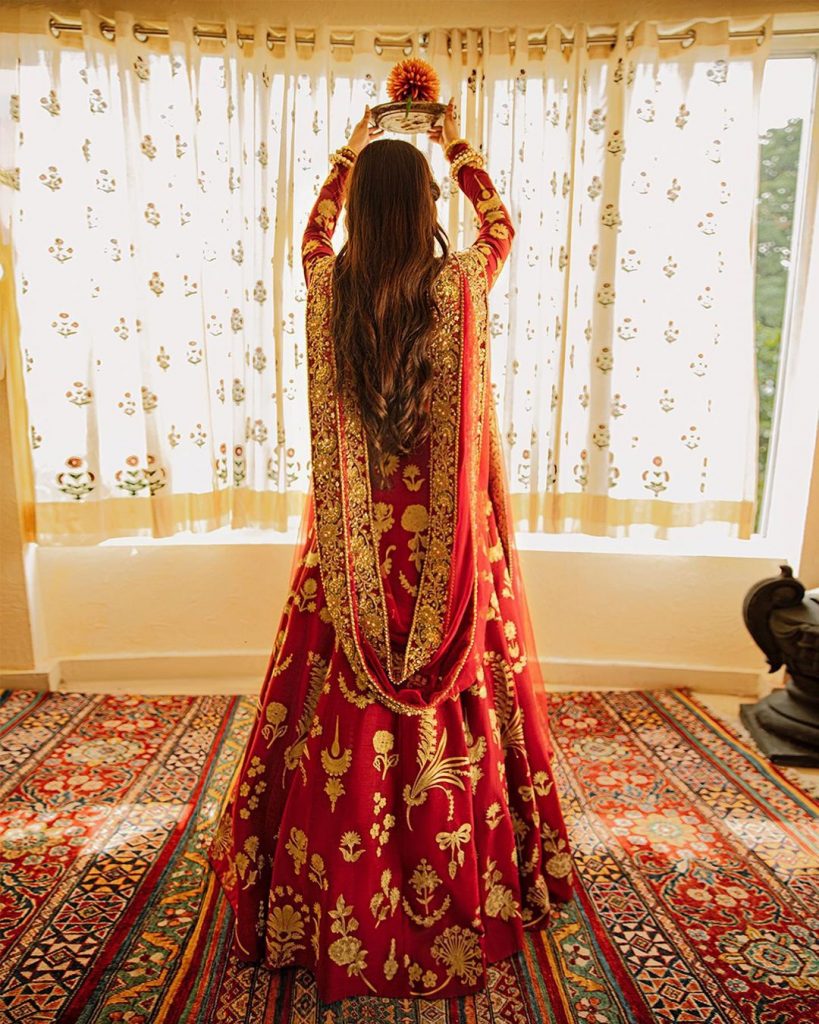 Hira Mani Looks Gorgeous In Deep Red Bridal Ensemble