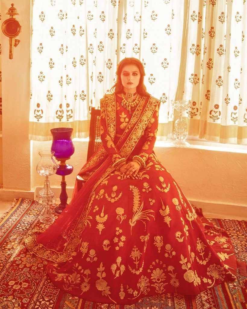 Hira Mani Looks Gorgeous In Deep Red Bridal Ensemble