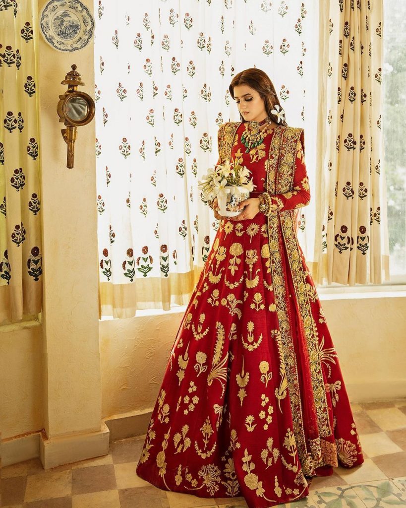 Hira Mani Looks Gorgeous In Deep Red Bridal Ensemble