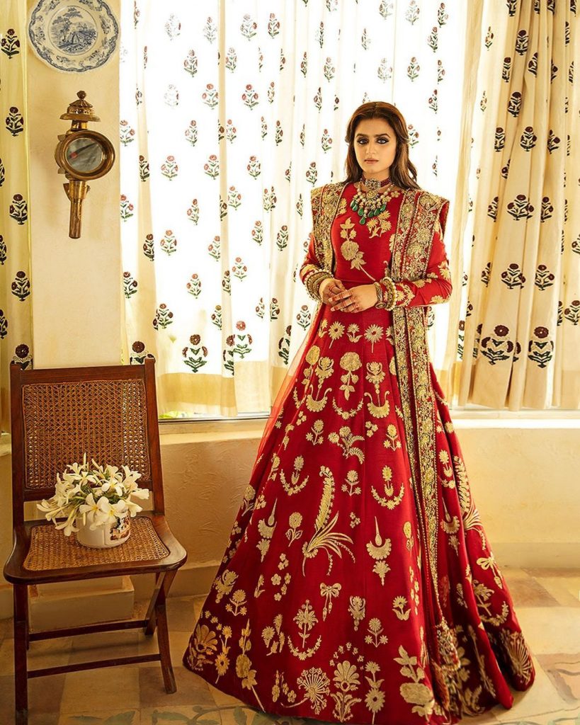 Hira Mani Looks Gorgeous In Deep Red Bridal Ensemble