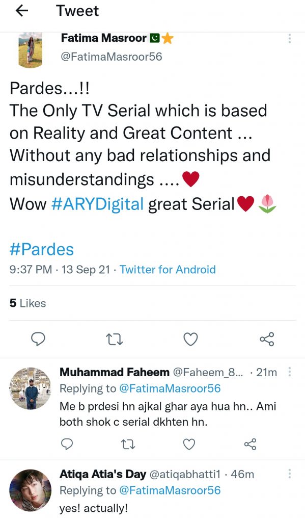 Public is Ecstatic With Drama Serial Pardes’ Ending