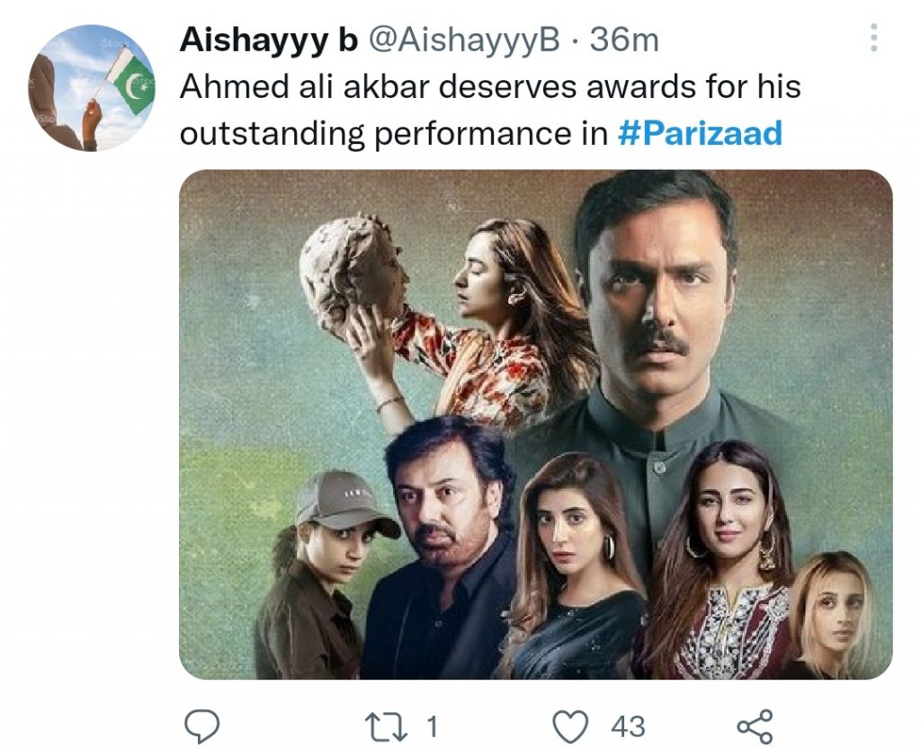 Public Lauds Ahmed Ali Akbar For His Brilliant Performance In Parizaad