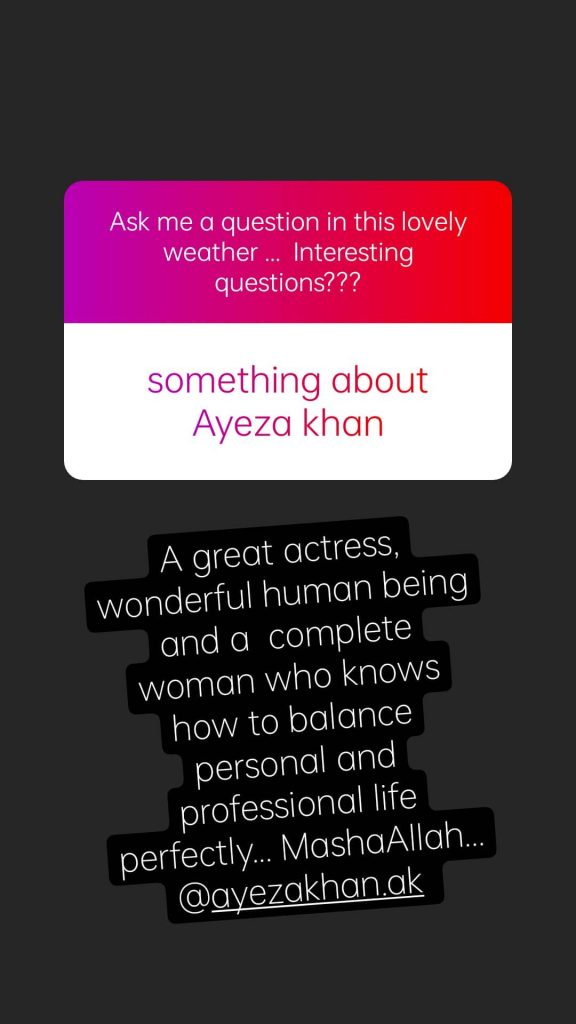 Sami Khan Praises Ayeza Khan