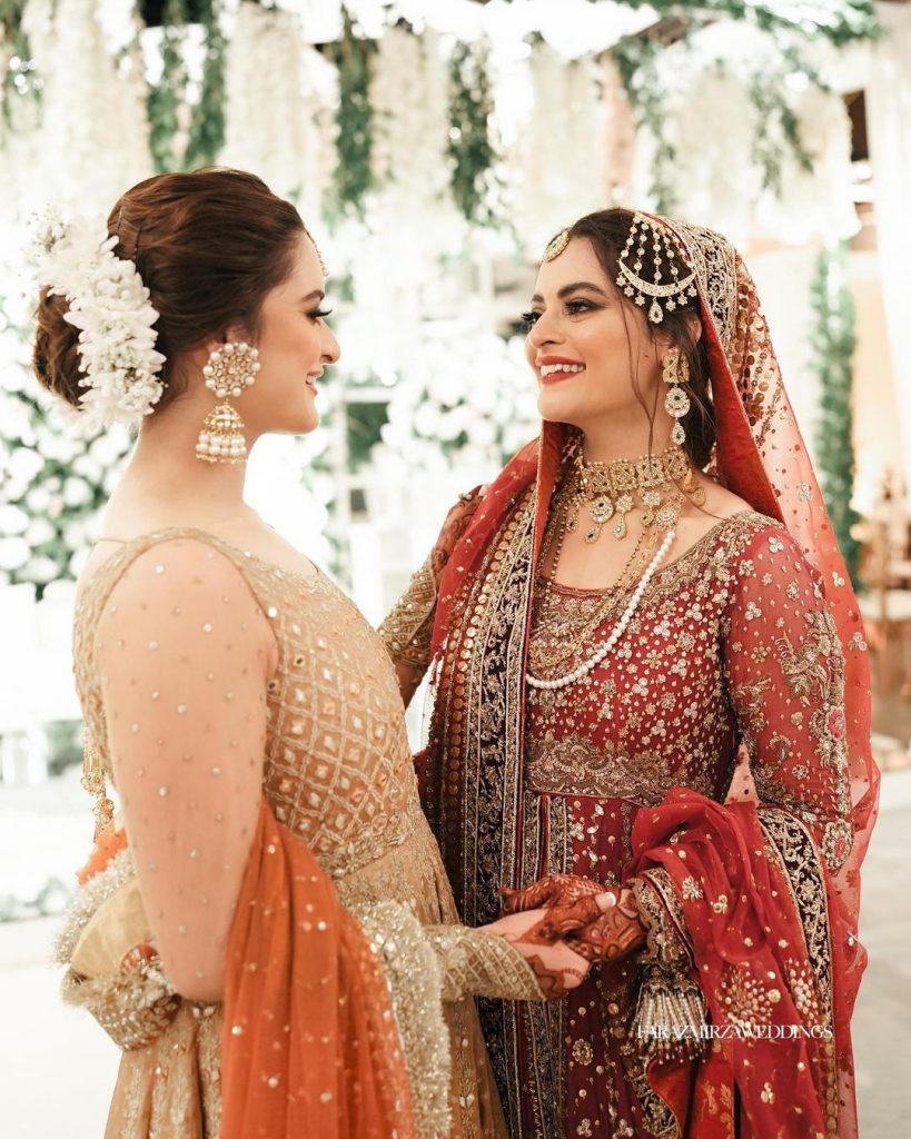 Bewitching Portraits Of Aiman Khan And Muneeb Butt From Minal's Wedding