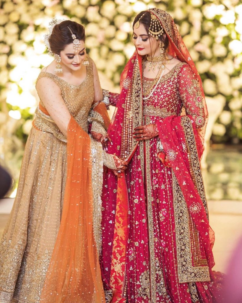 Bewitching Portraits Of Aiman Khan And Muneeb Butt From Minal's Wedding