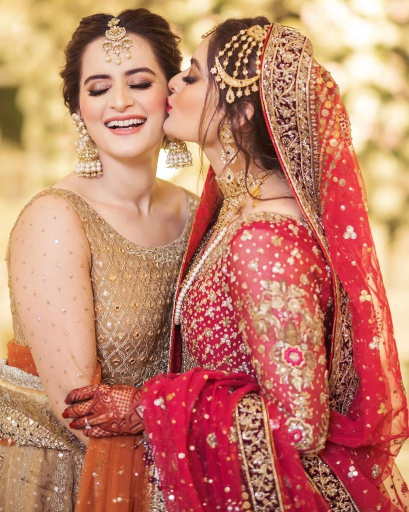 Bewitching Portraits Of Aiman Khan And Muneeb Butt From Minal's Wedding