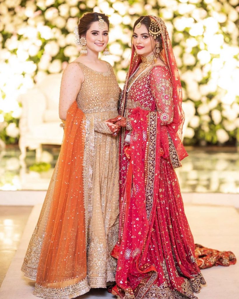 Bewitching Portraits Of Aiman Khan And Muneeb Butt From Minal's Wedding