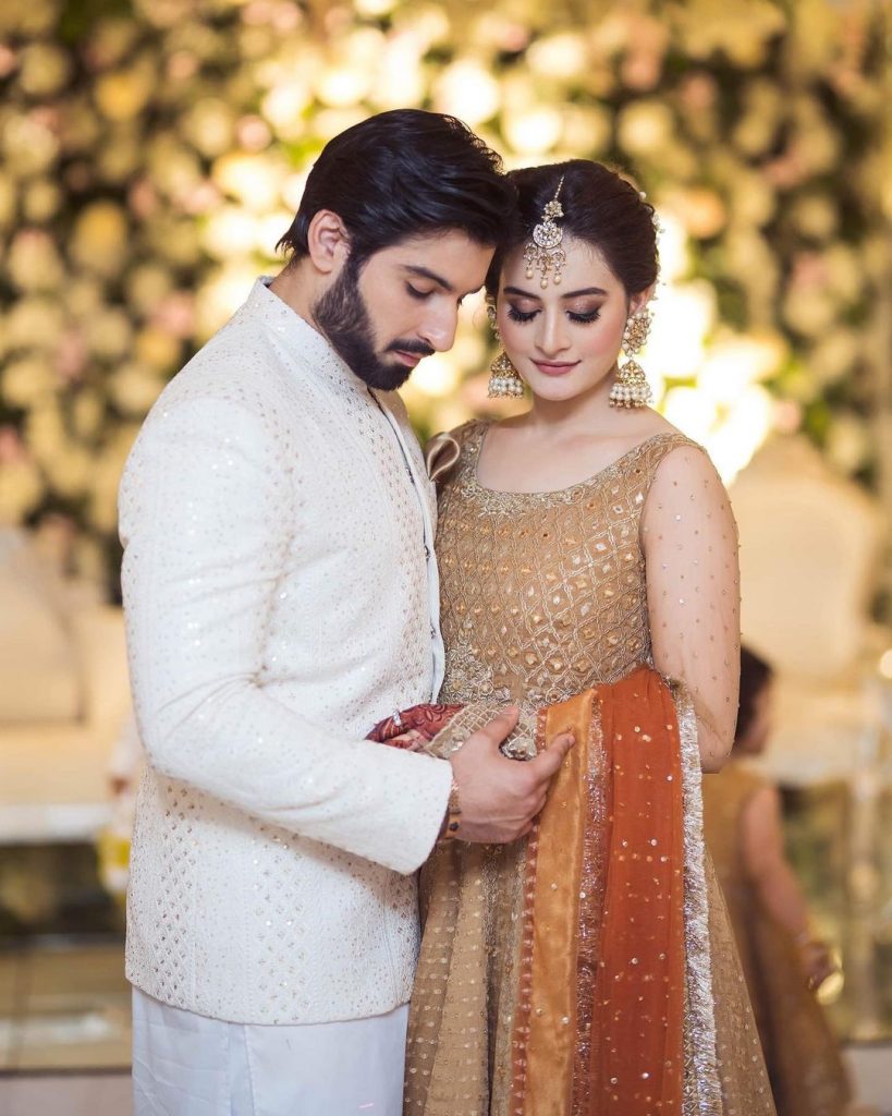 Bewitching Portraits Of Aiman Khan And Muneeb Butt From Minal's Wedding