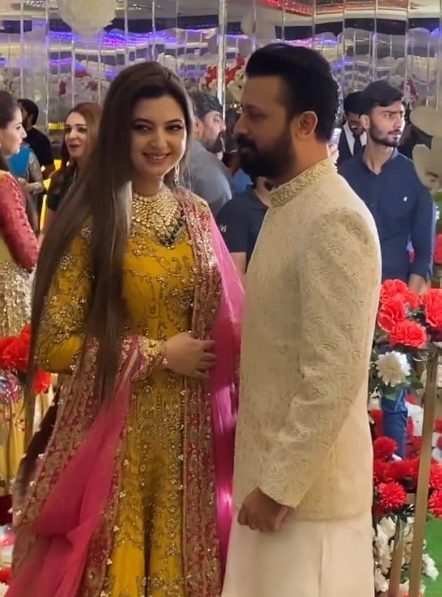 Atif Aslam And Sara Bharwana Spotted At A Wedding Event