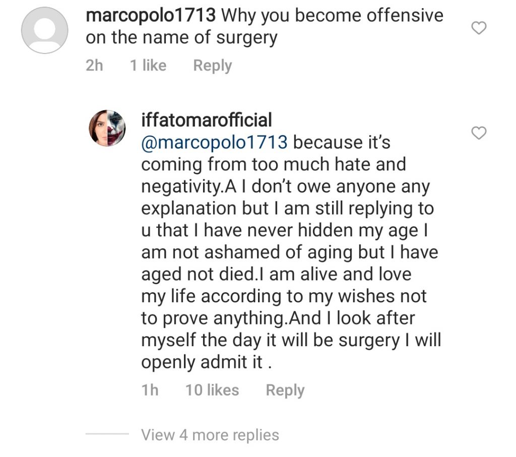 Iffat Omar Gets Offended On Comments About Surgery